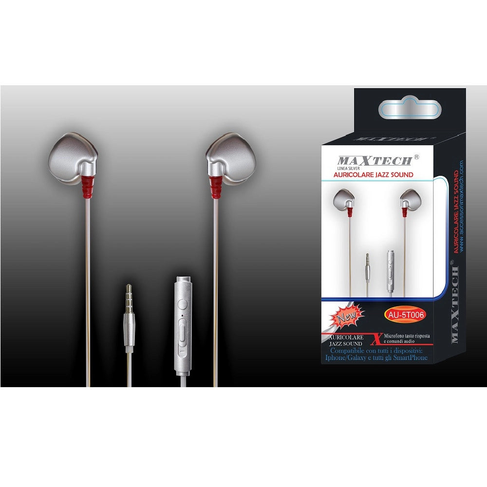 Trade Shop - Auricolari Jazz Sound Cuffie Per Smartphone Con Filo Audio Microfono Maxtech Au-5t006 -