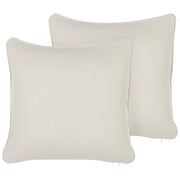 Set di 2 cuscini in tessuto bianco misto cotone e poliestere 45 x 45 cm decorativo morbido accessorio per la casa tinta unita