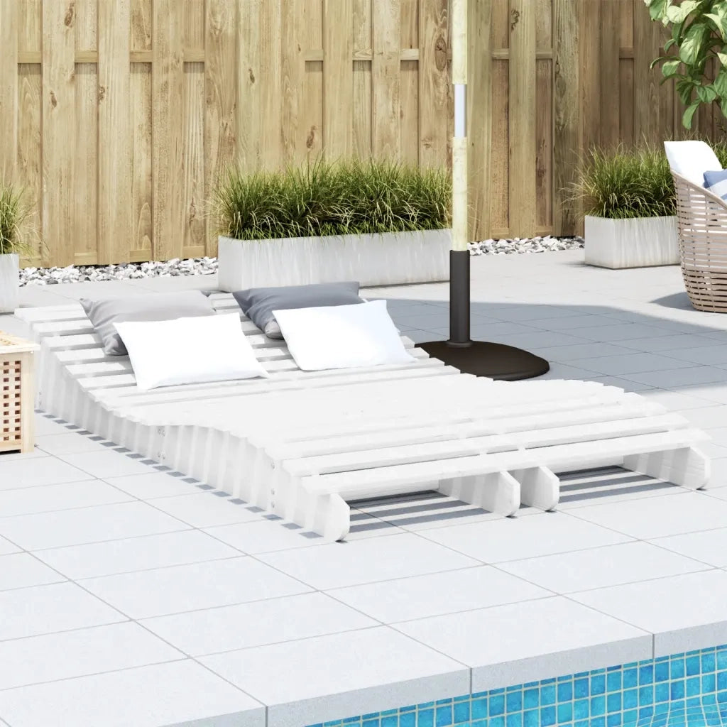Lettini Prendisole 2 pz | Sdraio da giardino | Lettino da sole Bianchi 205x60x31,5 Legno Massello Pino
