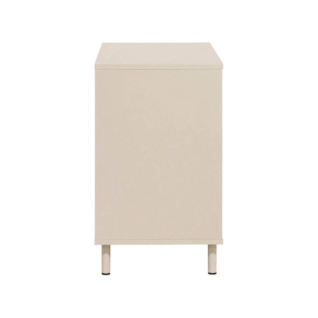 Cassettiera decorativa in legno e metallo 3 cassetti, beige