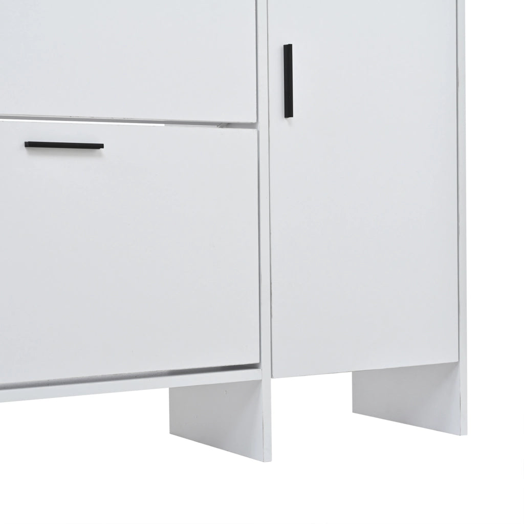 Mobile ingresso multifunzione 140x30x200 cm con specchio; scarpiera; ganci e panca; bianco