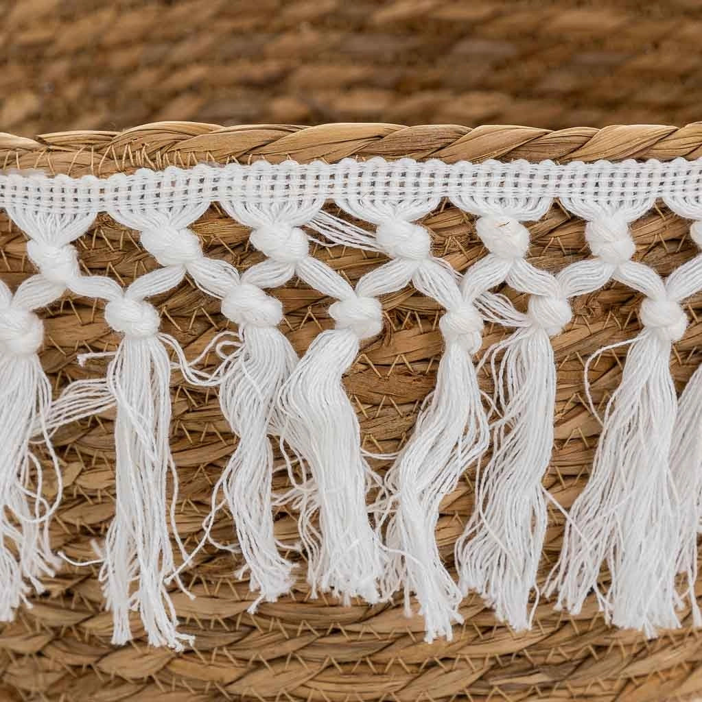 Cesto in fibra naturale e cotone bianco d28x21,5h
