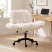 Sedia da ufficio compatta in tessuto effetto lana con braccioli pieghevoli e altezza regolabile per casa beige