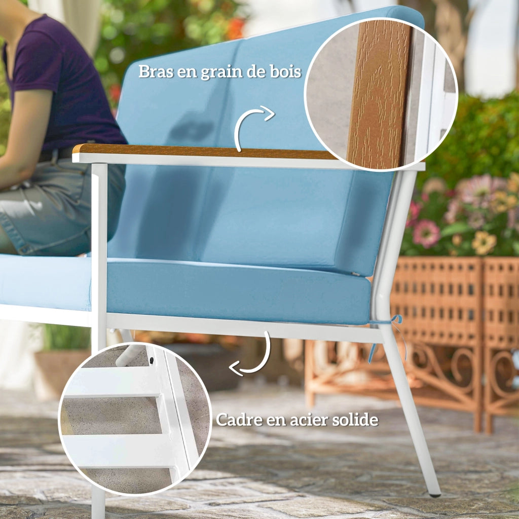 Set da giardino 5 pezzi con divano, 2 poltrone e 2 tavolini ¨C zephmum ¨C blu chiaro