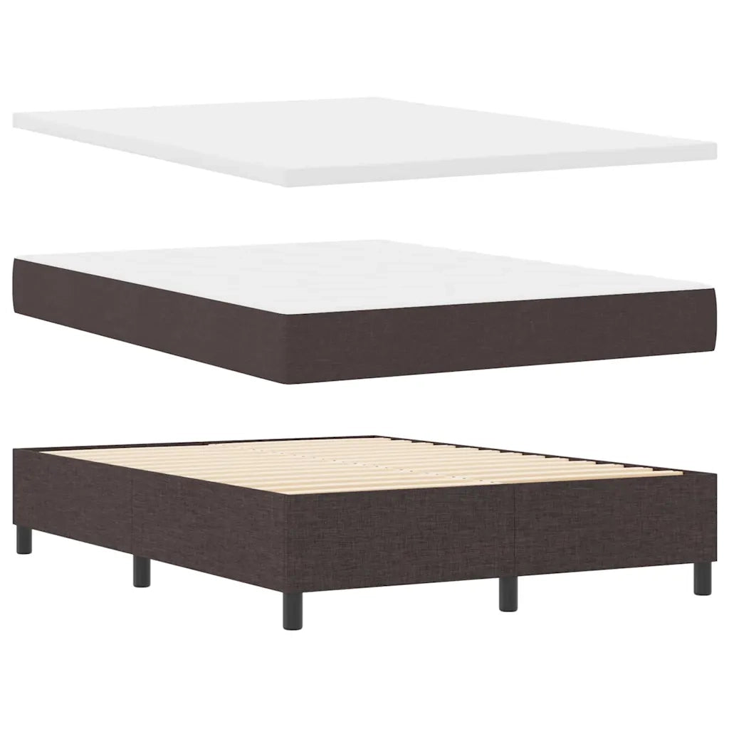 Letto a molle con materasso Marrone Scuro 140 x 190 cm Tessuto