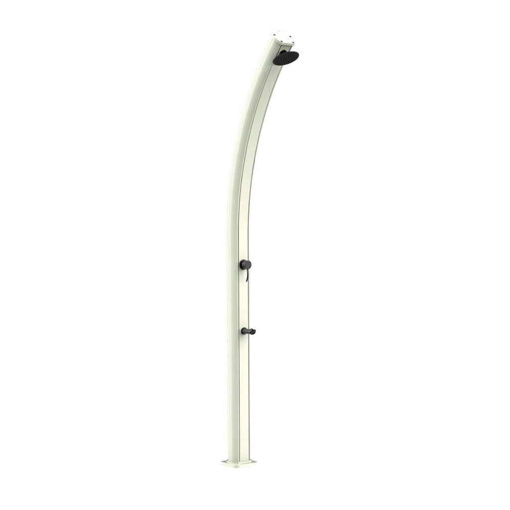 Doccia Solare Bianco Alluminio per Esterno serbatoio 25 L altezza 226 cm soffione tondo 15 cm miscelatore con rubinetto lavapiedi SS0954-WHITE