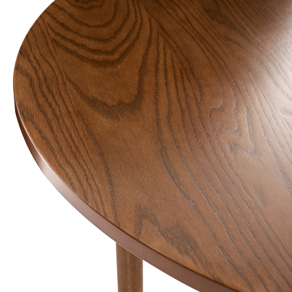 Tavolo da pranzo Marrone scuro MDF impiallacciato rovere Base in legno di gomma 107/137x107cm Piano tavolo allungabile Rotondo Moderno