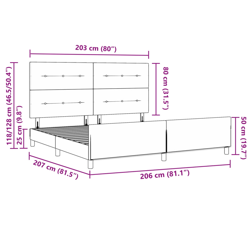 Struttura Letto Blu 200x200 cm Tessuto