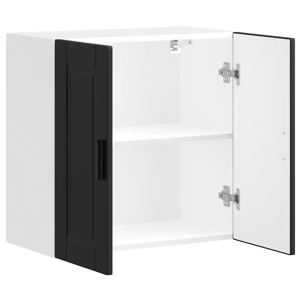 Pensile da Cucina-Mobile Cucina da Parete Porto Nero in Legno Multistrato 253950
