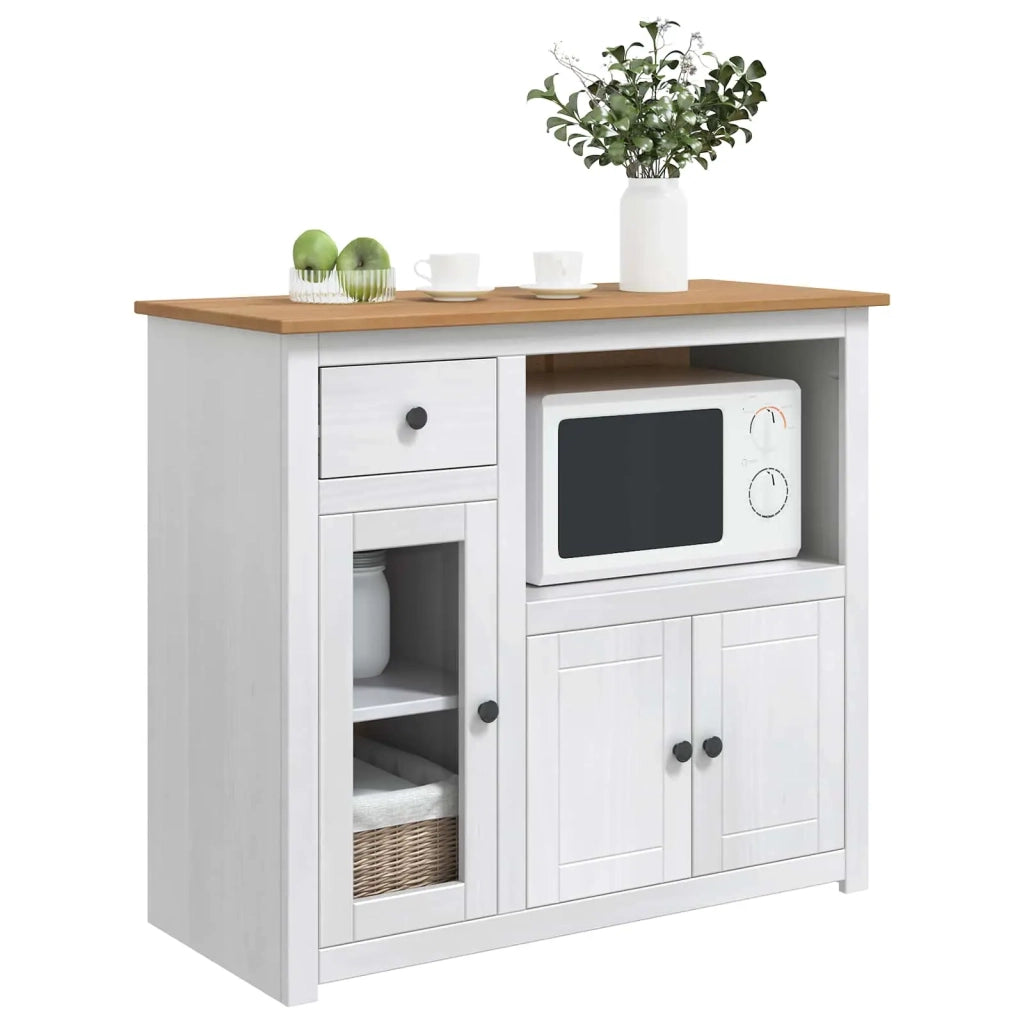 VidaXL Madia per Microonde PANAMA Bianco e Cera di Miele Pino Massello 42033389
