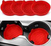 Accessori di interni auto universali, 4 pezzi, rosso, con fodera di silicone, con supporto universale antiscivolo, per becheretti, per accessori di interni auto.