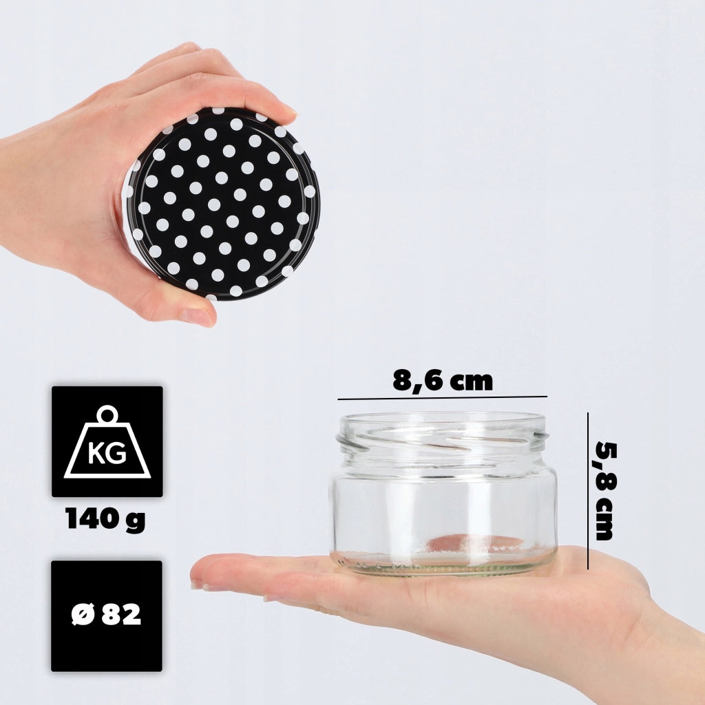KADAX Denia barattoli per conserve 250ml 50 pezzi 82mm + coperchio "Piselli neri"