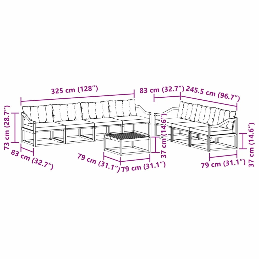 Set di divani da esterno 8 pcs Bianco e Grigio Chiaro 3388501