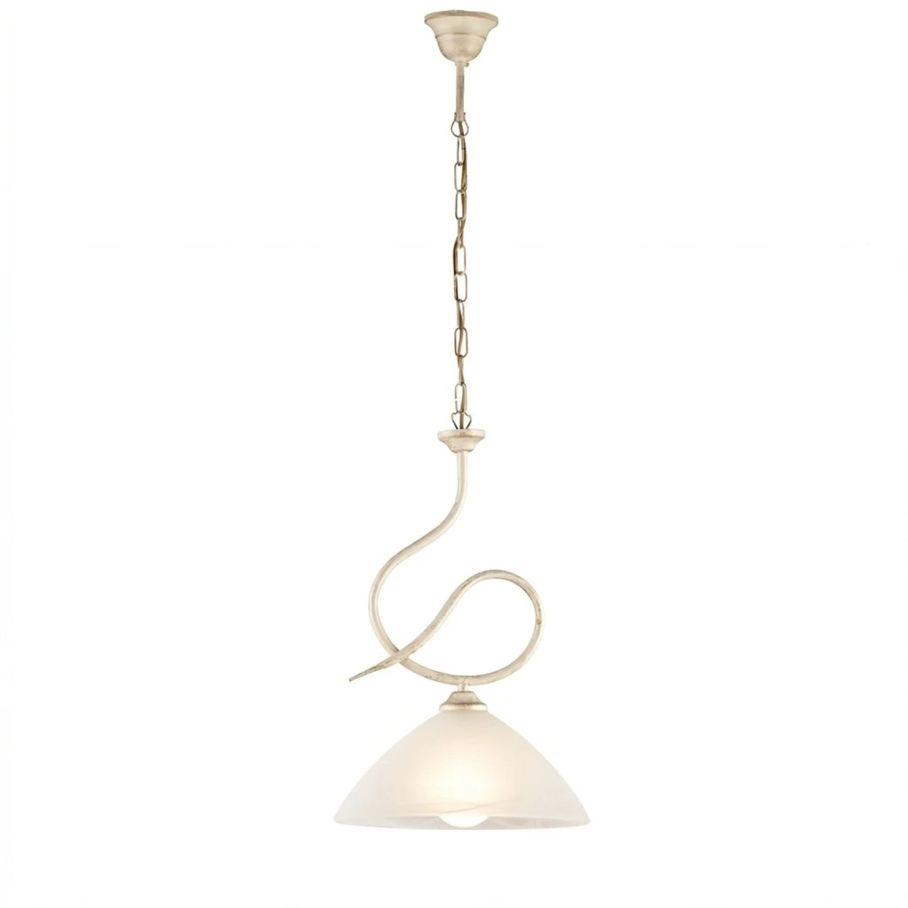 Lampadario Rustico Miranda 1 Luce Avorio e Bianco LuceArt Classic