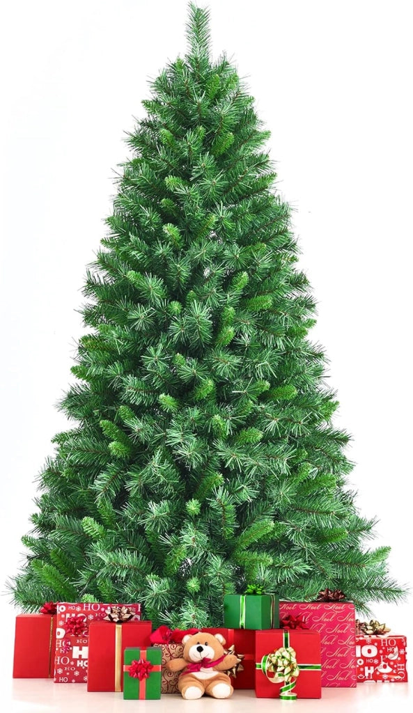 Albero di Natale Artificiale 180 cm, con 645 Rami, Base Pieghevole di Metallo, Verde, per Uso Domestico e Commerciale