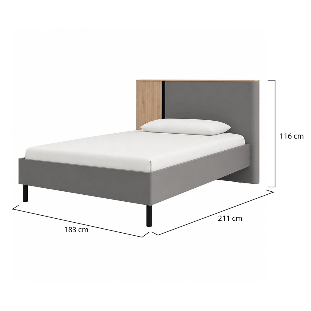Letto Matrimoniale Banff, Letto Matrimoniale Dimensione Materasso 160x200 cm, Grigio Scuro