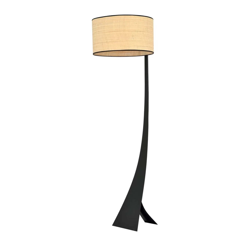 Piantana Contemporaneo Indra Acciaio Nero Marrone 1 Luce E27 Ip20