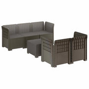 Divano da Giardino 5 Posti Stile Rattan PP Grigio Chiaro 3443889