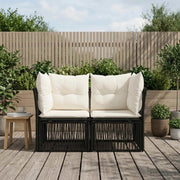 Divano da giardino 2-Numero di posti Nero polyrattan 42026695