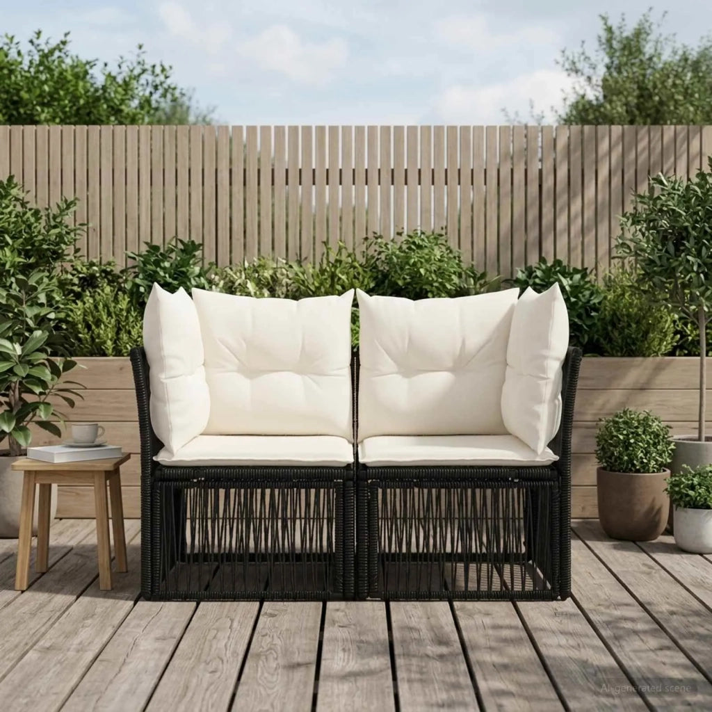 Divano da giardino 2-Numero di posti Nero polyrattan 42026695