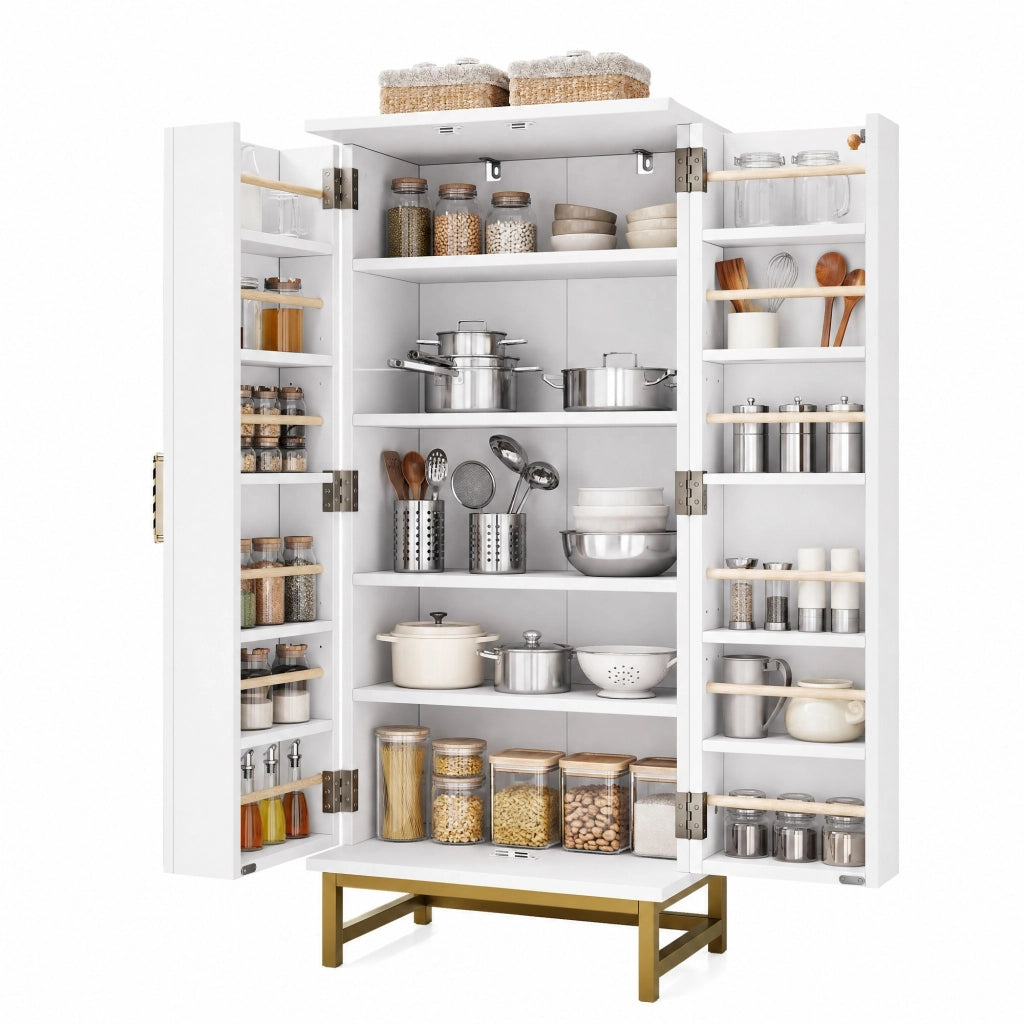 Mobile contenitore con ripiani regolabili e vani porta; 60 x 40 x 130 cm; bianco