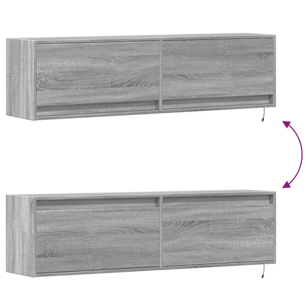 Mobile TV a Parete con Luci LED Grigio Sonoma 140x31x38 cm 852374