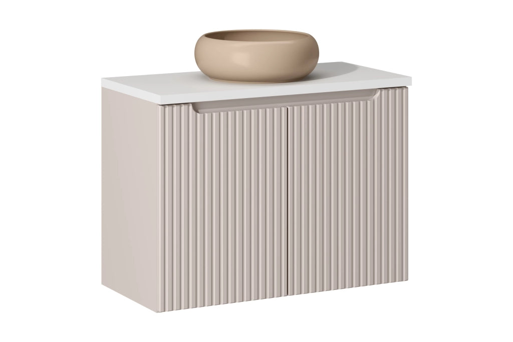 Set mobili bagno 80 cm con piano e lavabo da appoggio Wiki Nova Cashmere 80 x 1401 x 40 cm