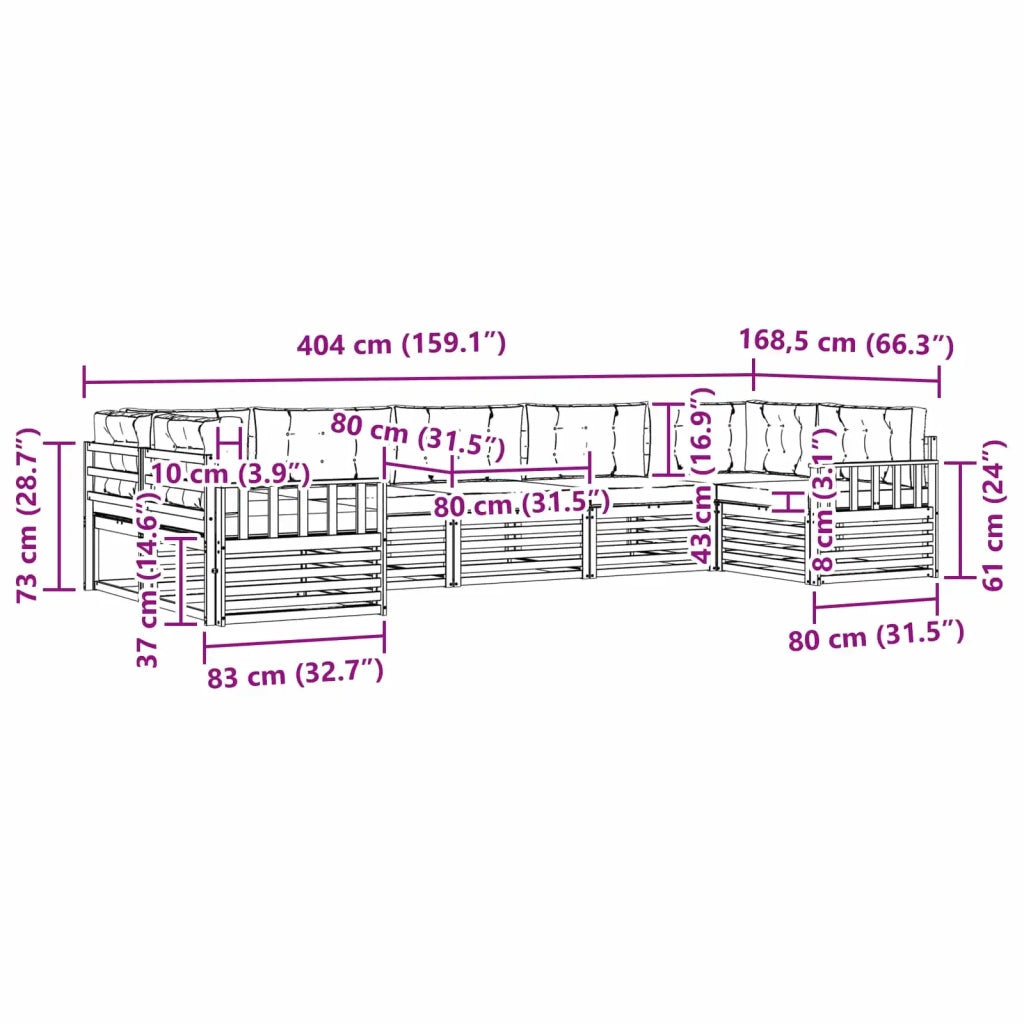 Set di divani da esterno 7 pcs Grigio Naturale e Chiaro 3374051