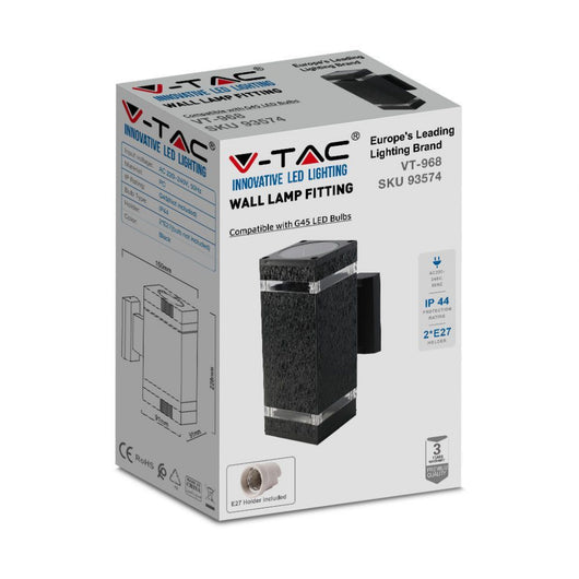 Luce a parete a LED con Black Body IP44 E27 Square