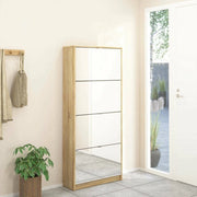 Scarpiera Aepytus, Mobile portascarpe, Armadio da ingresso multiuso, Mobiletto per calzature, 70x24 h162 cm, Quercia