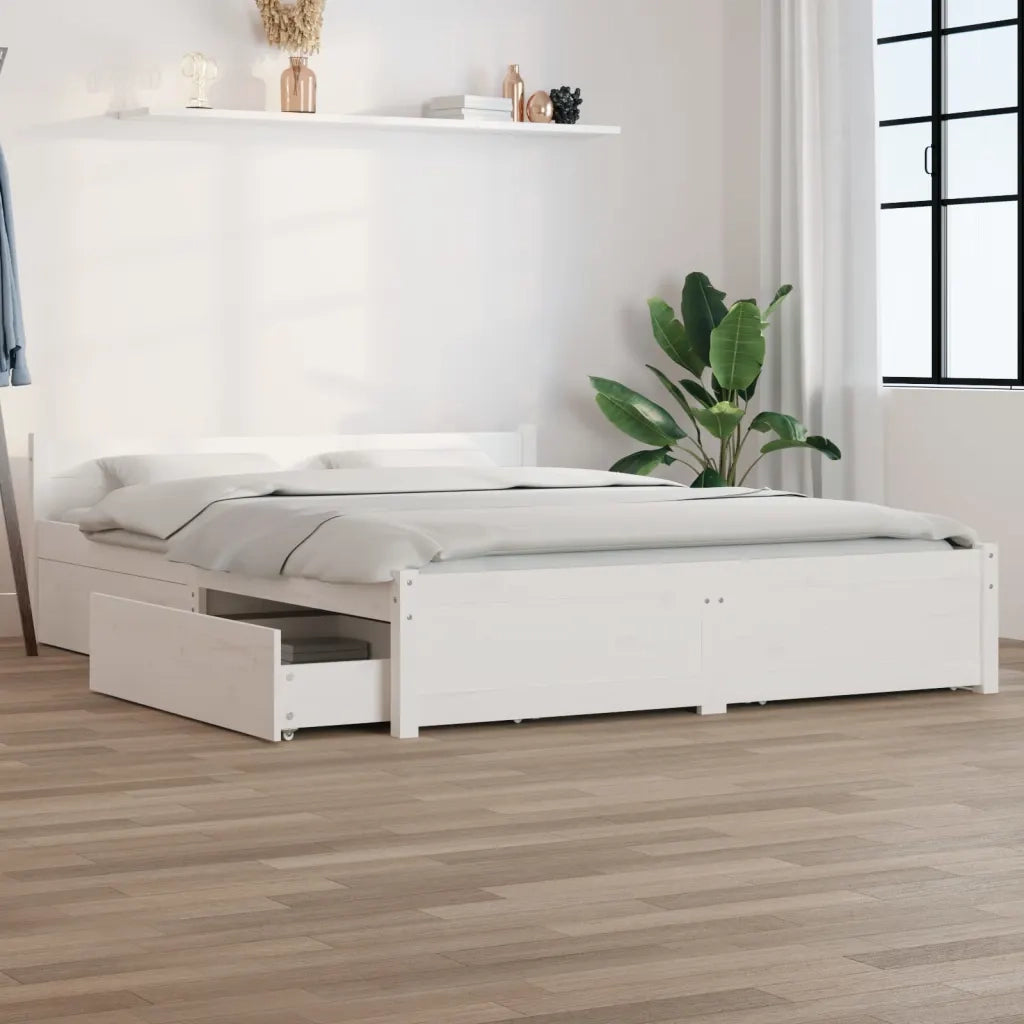 Giroletto con Cassetti Bianco 150x200 cm 5FT King Size cod mxl 59871