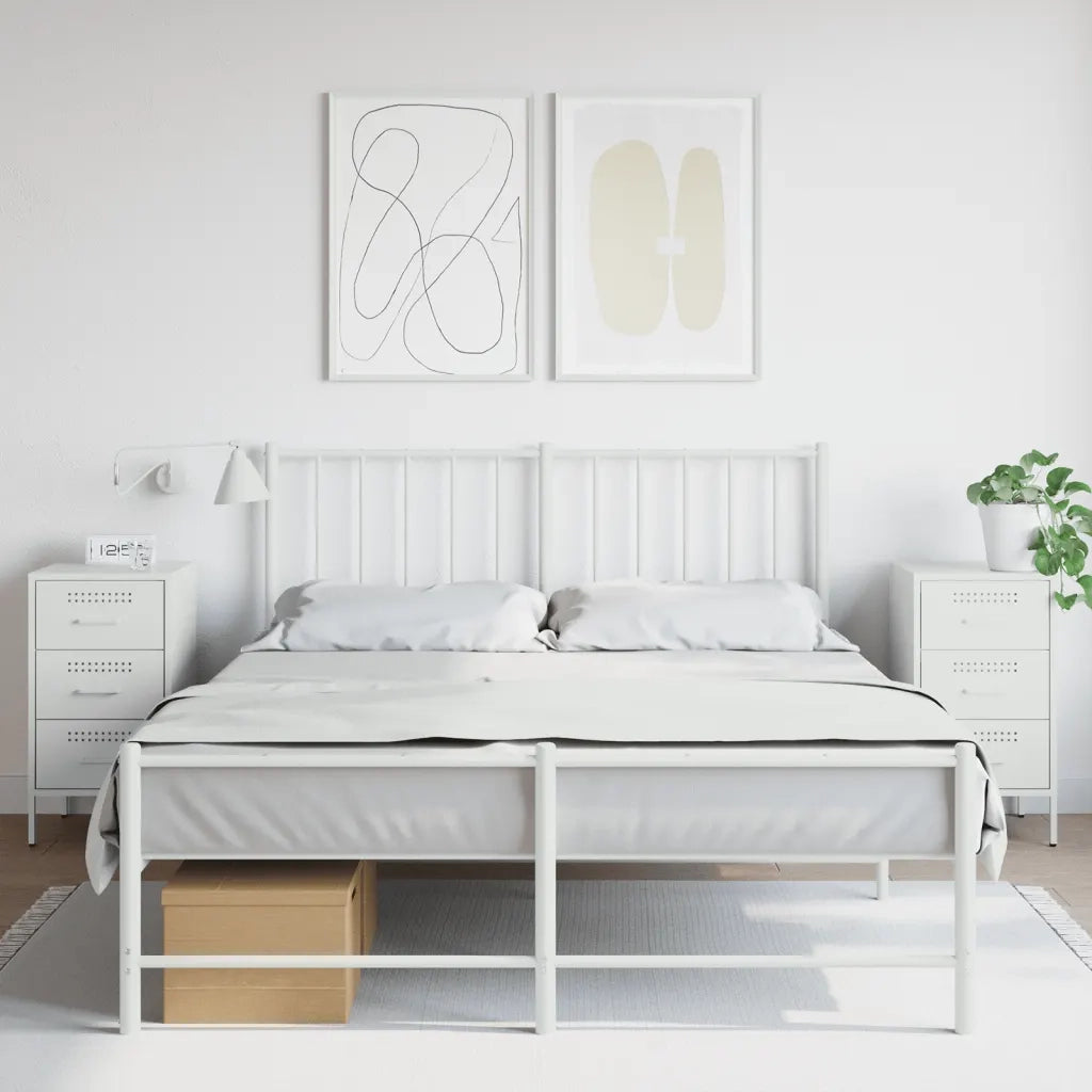 Set di 2 Comodini | Armadio da Notte | Mobiletto da notte Bianchi 36x39x68 cm in Acciaio