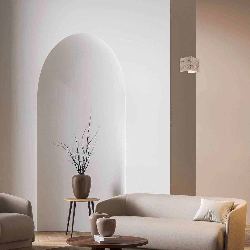 Applique cubo legno LED 7W rovere bianco Cinnamon Rabalux