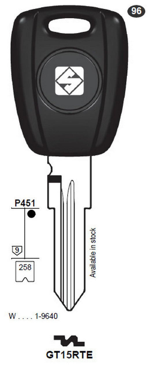 chiavi transp. vuota silca gt15rte gr.96 cod:ferx.93579