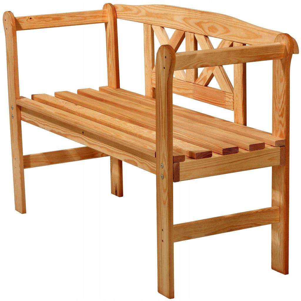 Panchina da giardino in legno KADAX con schienale 119 cm Panchina da terrazza per giardino Tik