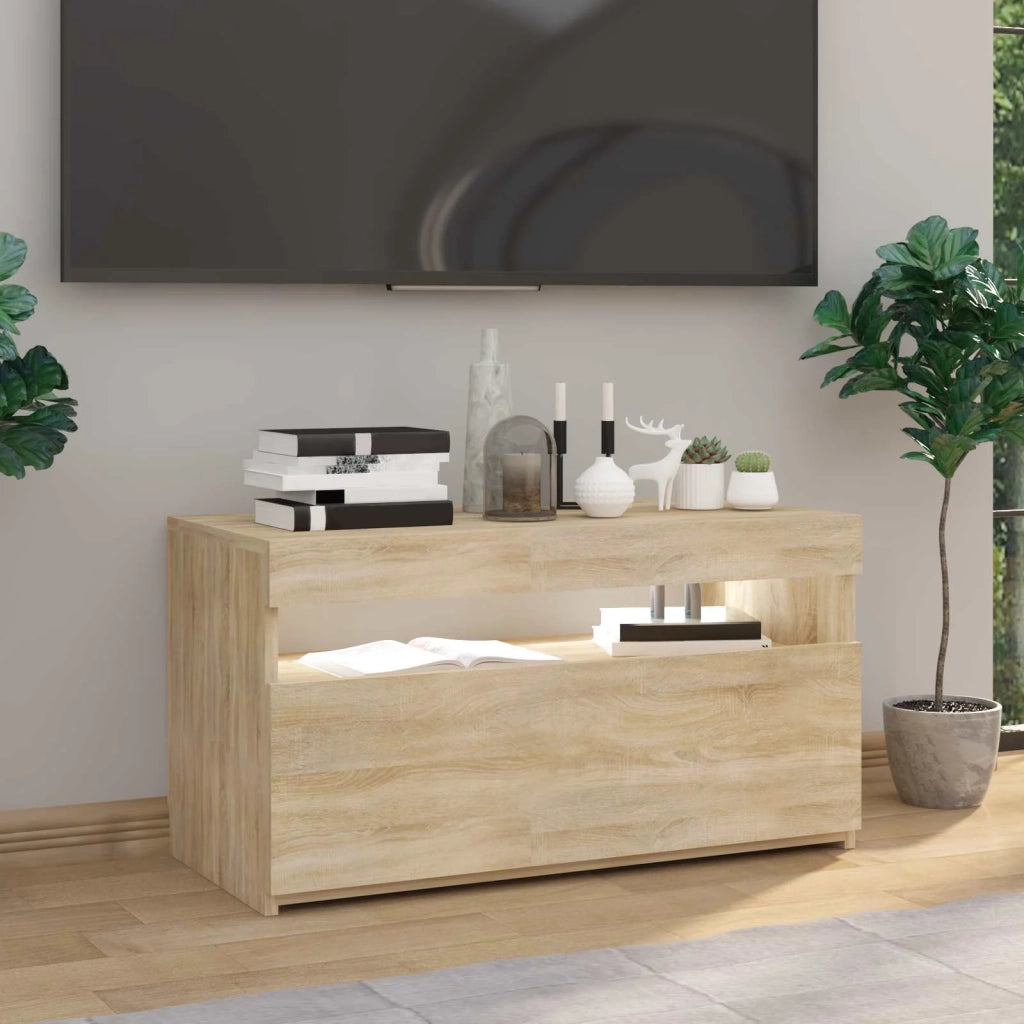 Mobile Porta TV con Luci LED Rovere Sonoma 60x35x40 cm 804397
