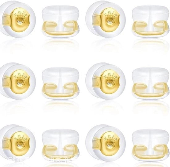 6 paia di orecchini da protezione in oro 18 carati con guanciali di silicone per orecchini e orecchini a goccia