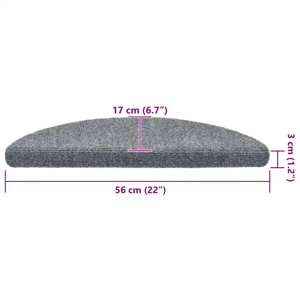 vidaXL Tappetini per scale autoadesivi 20 pz 56x17x3 cm Grigio chiaro semicircolari