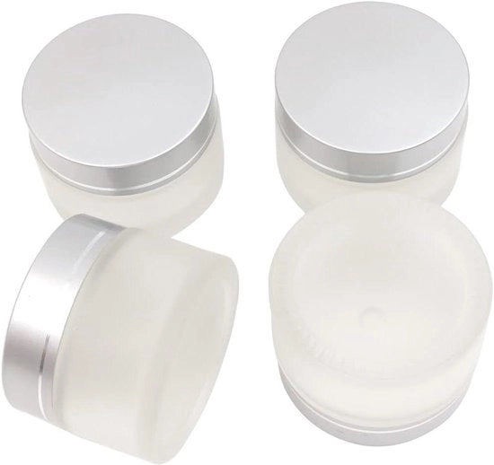 Set di crema per pelle idratante in tubi trasparenti con coperchio in argento, con 4 tubi da 50ml/50g