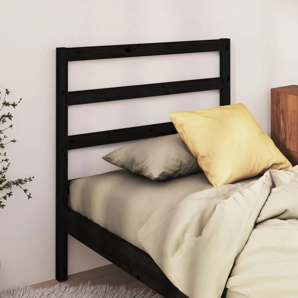 Testiera per Letto Nera 95x4x100 cm in Legno Massello di Pino 822236