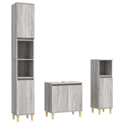 Set Mobili da Bagno | Armadio da bagno 3 pz Grigio Sonoma in Legno Multistrato