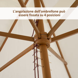 Ombrellone da Giardino con Copertura Rimovibile 2x3m in Legno Laccato Bianco