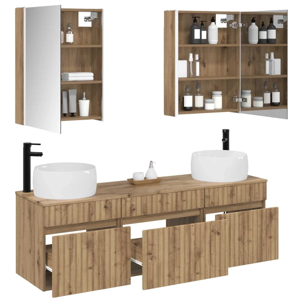 Set di Armadi da Bagno 5 pcs Rovere Artigianale 3406654