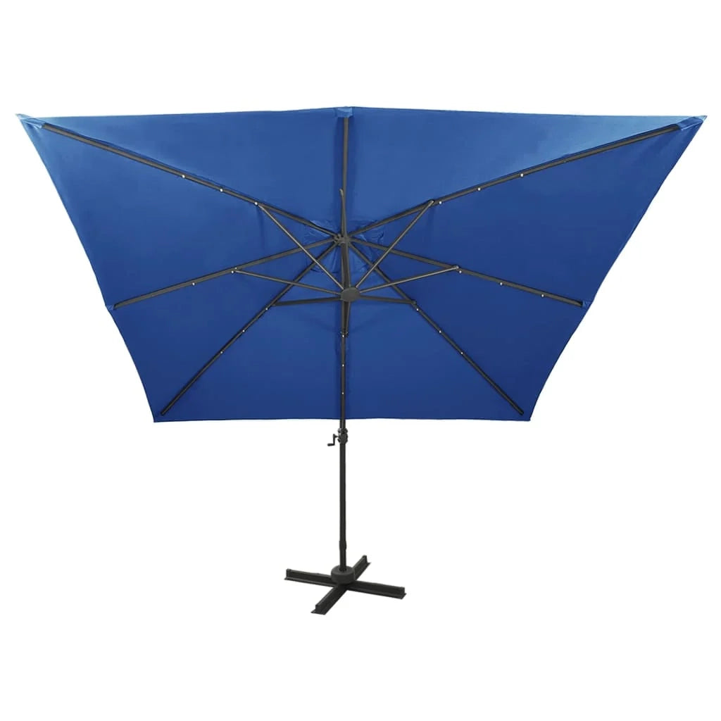 Ombrellone da giardino decentrato con palo e luci LED 300 cm azzurro 02_0008520