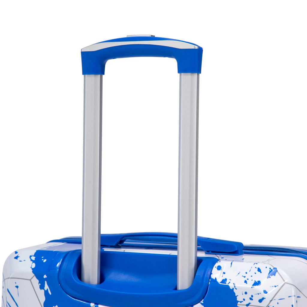 Set di 3 valigie rigide in pc con stampa a spruzzi, lucchetto a combinazione e ruote girevoli blu