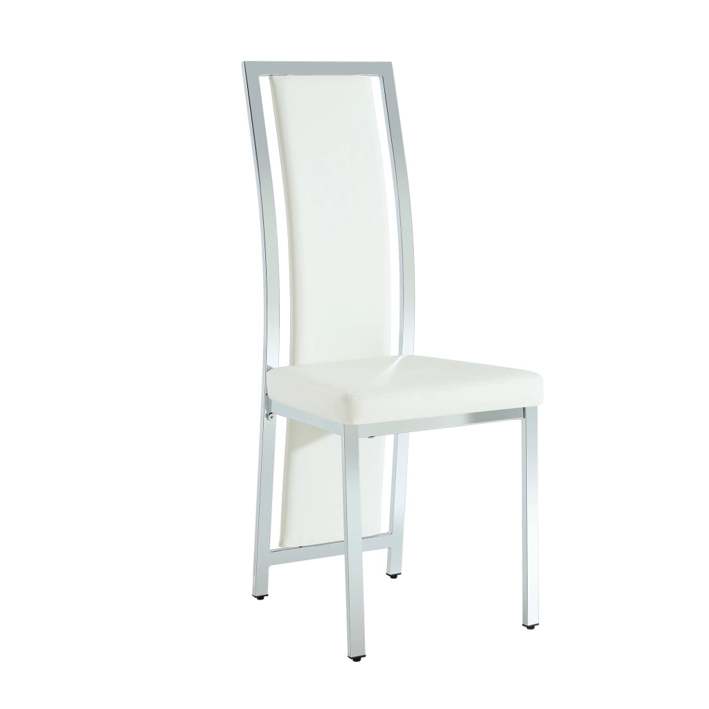 Set di 2 sedie da pranzo ergonomiche in metallo e PU bianco e argento