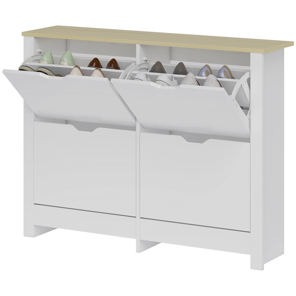 Scarpiera con cassetti e ripiani ¨C zephmum ¨C 105x26x80 bianco e rovere
