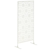 Pannello Decorativo per la Privacy da Esterno con Motivo in Metallo, 92 x 45 x 198 cm, Bianco