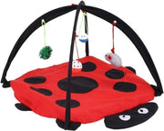 Tappeto Attività Centro di Gioco 60x60x34cm Rosso Nero Con 4 Giocattoli.