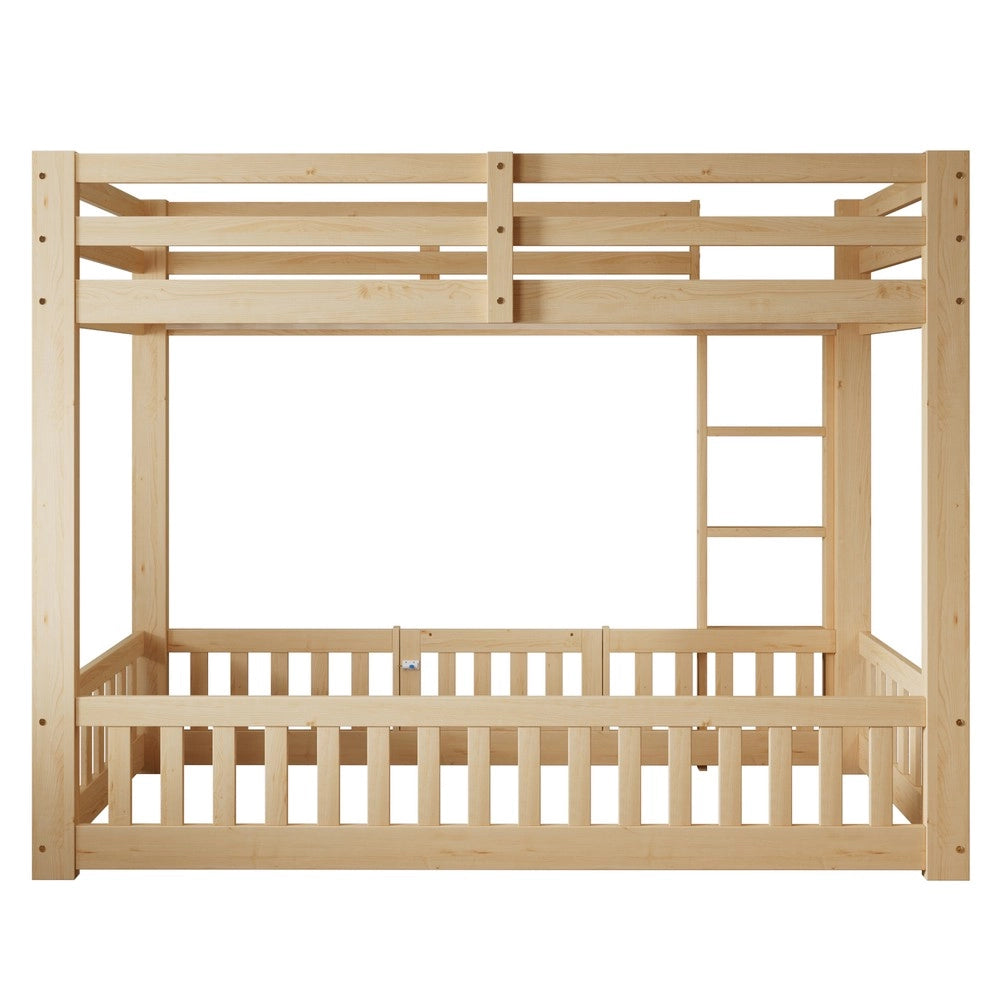 Letto a Castello in Legno di Pino con Scala e Protezione ¨C Xylo ¨C Naturale 90x200